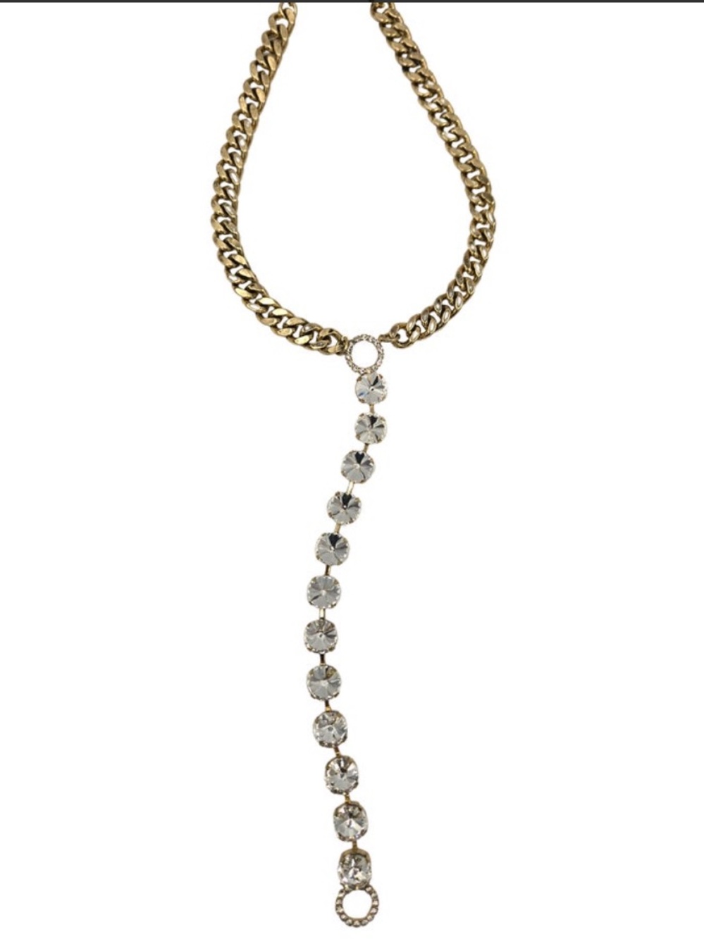 Gold Chain Necklace with Clear Crystal Drop - Women Jewelry sienna tovas sister